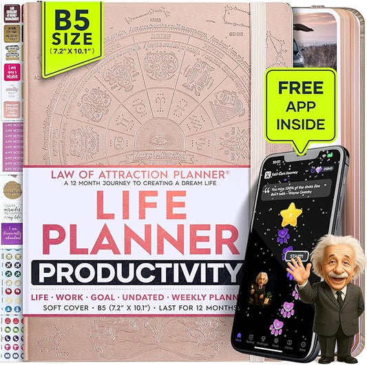 2026 Planner Weekly and Monthly | Undated Law of Attraction Planner | A 12 Month Journey for Productivity, Gratitude & Goal Setting | Includes Foldable Vision Board, Gift Box & Stickers