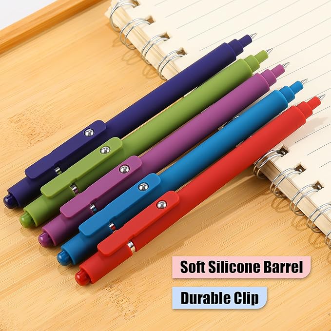 RIANCY Gel Pens, 0.5mm Black Ink Quick Dry Ball Point Pens, Fine Point Smooth Writing Retractable Pens, Cute Aesthetic Gifts Set for Men Women Journaling, Office School Stationery Supplies Pack of 20