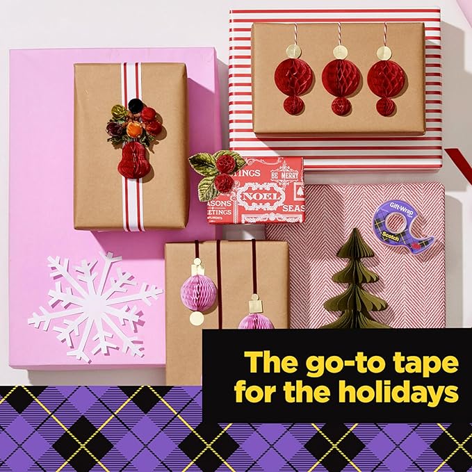 Scotch Gift Wrap Tape with Scotch Desktop Dispenser, 6 Rolls of 3/4" x 1000" Each Plus 1 Desktop Tape Dispenser, Great for Gift Wrapping