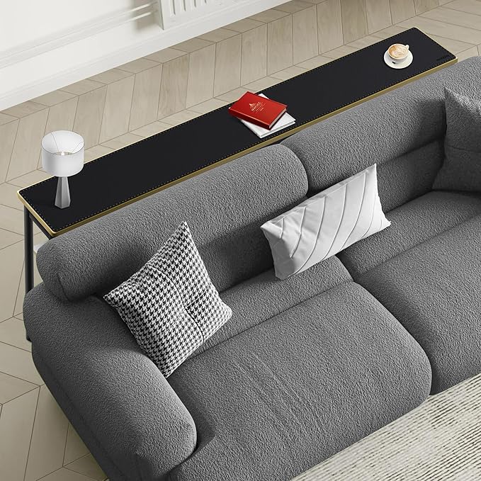 MAIDERN 70.9” x 7.9” Narrow Table Cover, Reversible Leather & Cork Console Table Mat, Long Slim Table Protector for Sofa Table, Entryway, Sideboard, Hallway, or Buffet Table (Black)