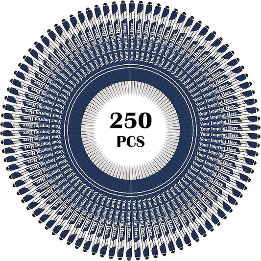 Up to 500 Pcs Custom Pens Bulk | Rainbow of Colors | Soft-Touch Metal Black Ink Personalized with Name or Message (Dark Blue, 250)