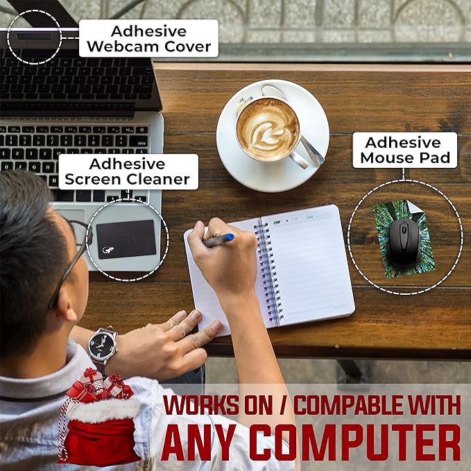 Mouse Pad Adhesive Bottom - Sticks to Any Surface - Portable - Webcam Covers and Screen Cleaner Included (Tall Trees)