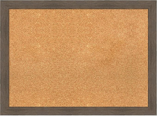 Amanti Art Natural Cork Board for Wall, 23x31 Vision Board with Brown Wood Frame, Medium Corkboard Office Decor for Home Organization, Rustic Farmhouse Corkboard Pinboard to display items for home