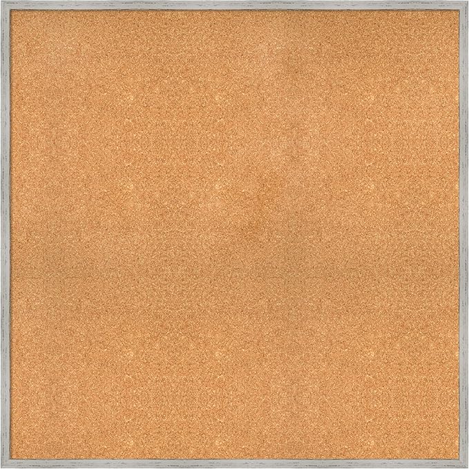 Amanti Art Natural Cork Board for Wall, 37x37 Vision Board with White Frame, Oversize Corkboard Office Decor for Home Organization, Cottage Corkboard Pinboard to Display Items for Home Organization