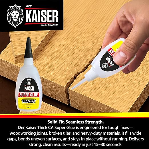 Thick Cyanoacrylate (CA) Super Glue – 4 Pack (4 x 2 oz Bottles) – Gap-Filling Adhesive for Wood, Marble, Stone, and Heavy-Duty Applications