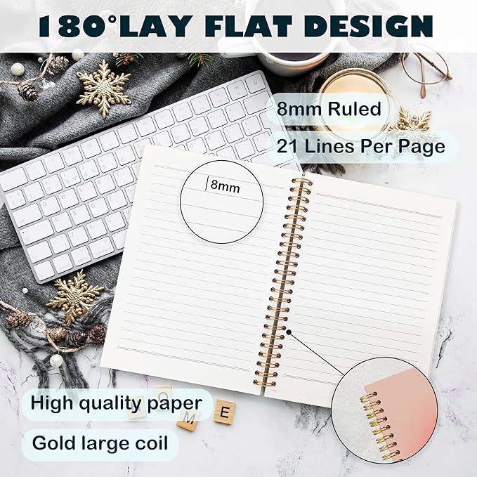 BearCake Trendy Y2K Pink Aura Preppy Notebook Journal, Wavy Good Things are Coming Inspirational Notebooks, Aesthetic Notebooks, Pink Aesthetic Office Supplies, Hardcover Spiral Notebook 5.5x8.3