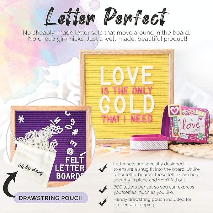 Felt Like Sharing Square Letter Board (Green Felt - 10”x10”) – Changeable Message Board with 3 Sets of Felt Board Letters – Statement Wall Sign for Quotes, Home or Holiday Decor In Oak Frame