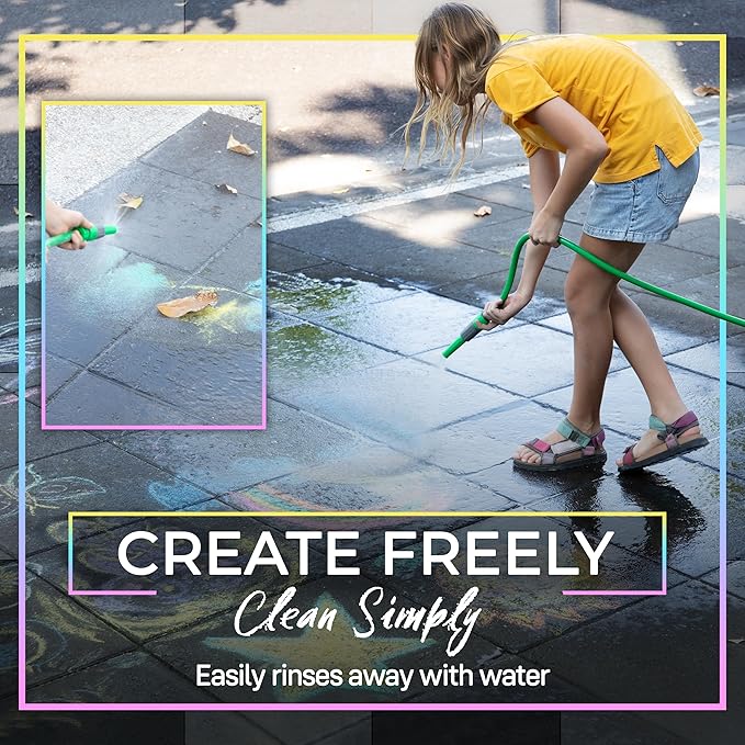 Loddie Doddie-Bucket of Sidewalk Chalk-Long lasting Non-Toxic Jumbo Sticks- Reusable Bucket for hours of fun and creativity with easy clean up! (Multi)