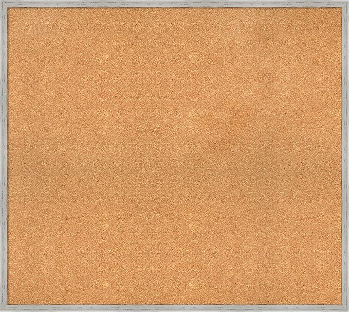 Amanti Art Natural Cork Board for Wall, 33x37 Vision Board with White Frame, X-Large Corkboard Office Decor for Home Organization, Cottage Corkboard Pinboard to Display Items for Home Organization in