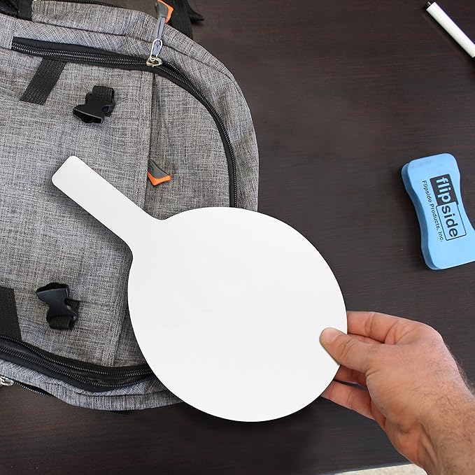 Flipside Products Oval Dry Erase Answer Paddles w/Black Dry Erase Marker and Erasers, Auction, Handheld Whiteboard, Handle Response Board, 36 Pieces, Set of 12