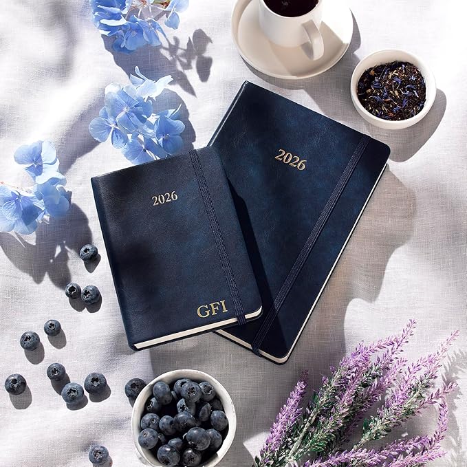 Wykeham's Executive 2026 Daily Journal Planner – US Public Holidays & Format – Customization Available (Personalized Royal Blue, 6”×4.5”)