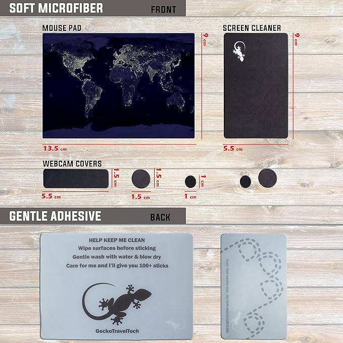 Adhesive Mouse Pad - Peel and Sticks to Any Surface - Travel Mouse Pad, Sticky for Any Surface - Excellent Tracking - Earth Night MAP