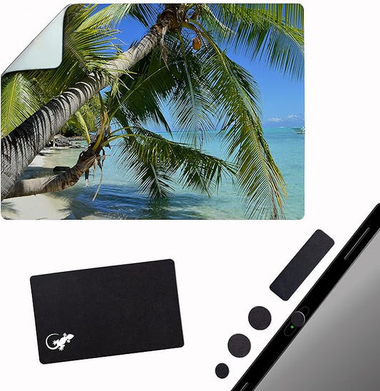 Adhesive Mouse Pad - Peel and Sticks to Any Surface - Travel Mouse Pad, Sticky for Any Surface - Excellent Tracking - Beach Palms in The Sand