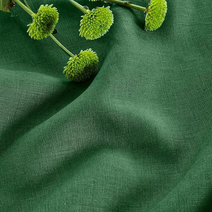 Solino Home Linen Pine Green Table Runner 108 Inches Long - 100% Pure Linen 14 x 108 Inch Table Runner for Fall, Autumn, Thanksgiving, Christmas - Fete