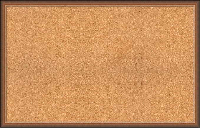 Amanti Art Natural Cork Board for Wall, 28x44 Vision Board with Bronze Frame, Oversize Corkboard Office Decor for Home Organization, Modern Corkboard Pinboard to Display Items for Home Organization