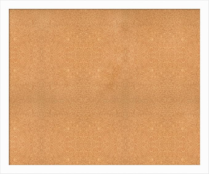 Amanti Art Natural Cork Board for Wall, 39x47 Vision Board with White Frame, Oversize Corkboard Office Decor for Home Organization, Casual Corkboard Pinboard to Display Items for Home Organization in