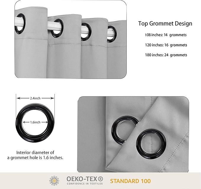 BONZER Room Divider Curtain Total Privacy Wall Wide Grommet Room Darkening Curtains for Patio Sliding Glass Door, 84L x 108W Inch (7L x 9W ft), 1 Panel, Silver