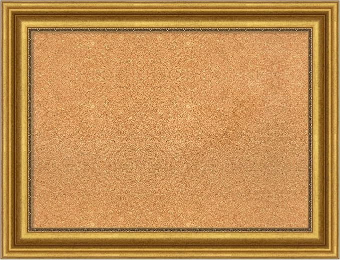 Amanti Art Natural Cork Board for Wall, 26x34 Vision Board with Gold Frame, Medium Corkboard Office Decor for Home Organization, Traditional Corkboard Pinboard to display items for home organization