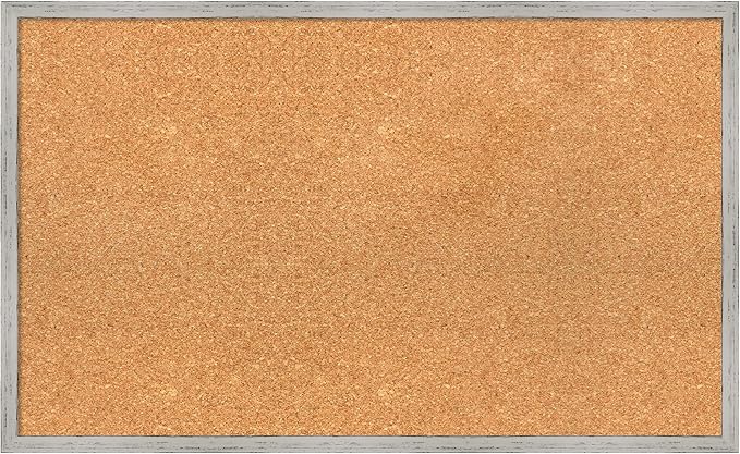Amanti Art Natural Cork Board for Wall, 19x31 Vision Board with White Frame, Medium Corkboard Office Decor for Home Organization, Cottage Corkboard Pinboard to Display Items for Home Organization in
