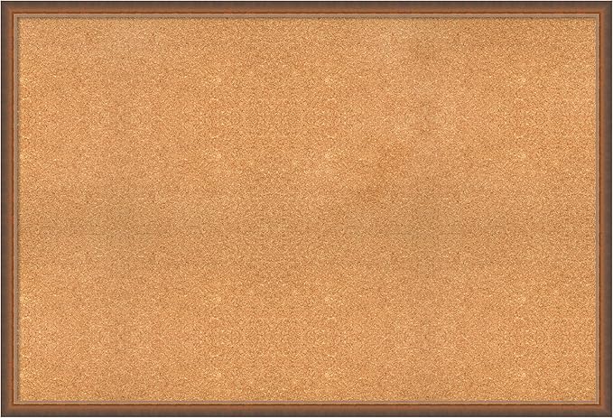 Amanti Art Natural Cork Board for Wall, 34x50 Vision Board with Bronze Frame, Oversize Corkboard Office Decor for Home Organization, Modern Corkboard Pinboard to Display Items for Home Organization