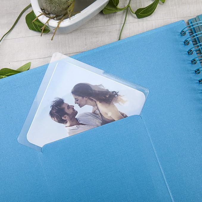12 x 12 Inch Large DIY Scrapbook Photo Album with Window Design Cover 80 Pages Craft Paper Memory Book for Weeding Anniversary Travel and Baby (Blue)