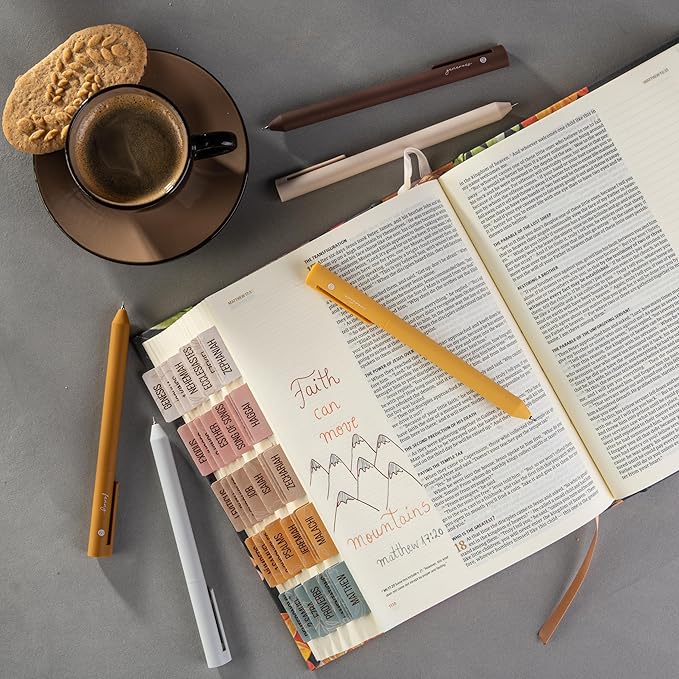 DIVERSEBEE Gel Ink Pens Assorted Colors, 0.5 mm Fine Point, Bible Pens No Bleed Through with Cute Fine Tip, Bible Study Journaling Supplies Set, 5 Pack (Brown)