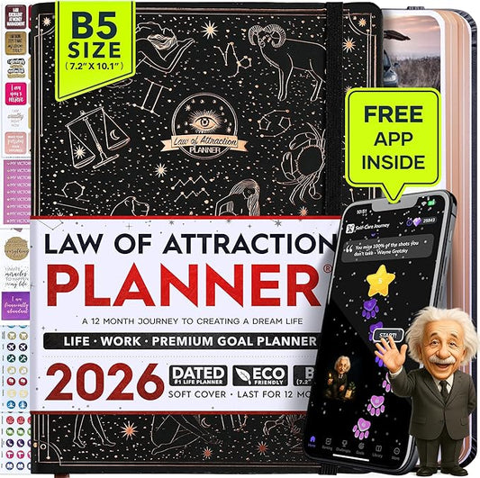 2026 Planner Weekly and Monthly | Law of Attraction Planner with Panduo App | A 12 Month Journey for Productivity, Gratitude & Goal Setting | Includes Foldable Vision Board, Gift Box & Stickers
