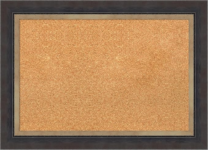 Amanti Art Natural Cork Board for Wall, 21x29 Vision Board with Black Wood Frame, Medium Corkboard Office Decor for Home Organization, Casual Corkboard Pinboard to Display Items for Home Organization