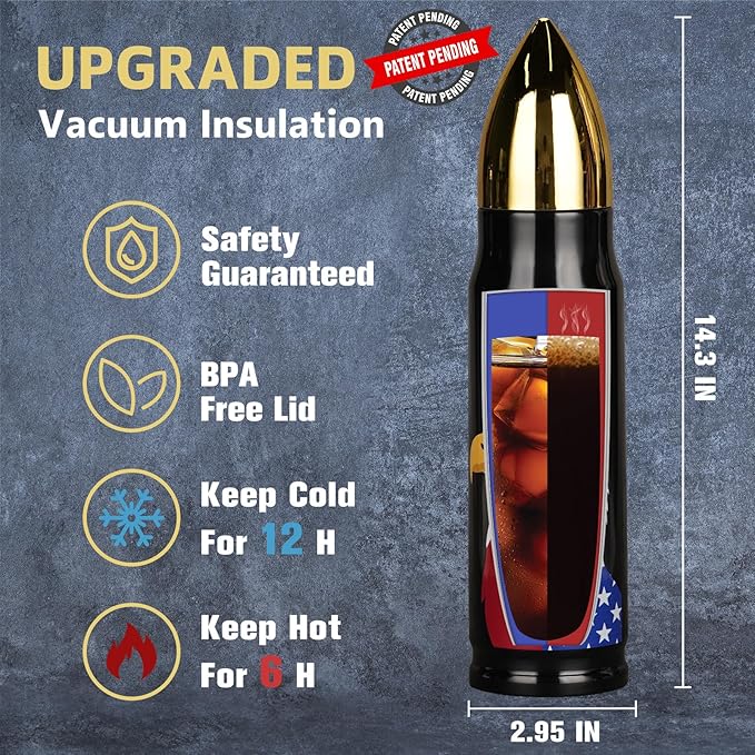 Gifts for Men Him, Cool Gifts 17 oz Bullet Tumbler, White Elephant Gift for Adults Funny, 17 oz Tumbler Presents, Stocking Stuffers for Adults Mens Christmas Xmas Gift