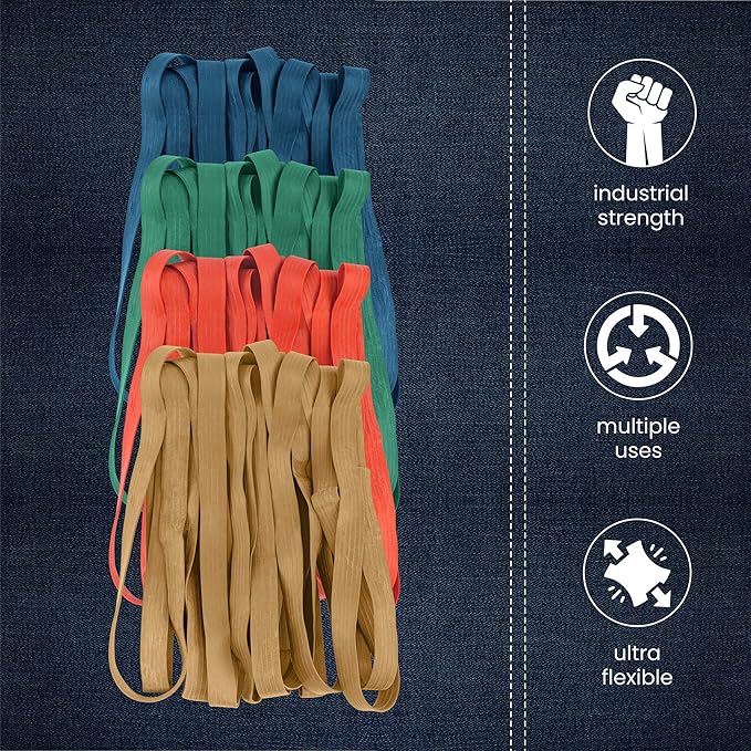 kitchentoolz 48 Pack Mover Bands – Extra Large Rubber Bands for Furniture & Moving Blankets – Heavy-Duty Stretch Bands in 4 Sizes (25", 30", 36", 42") – Secure Drawers, Doors & Covers During Moving & Storage