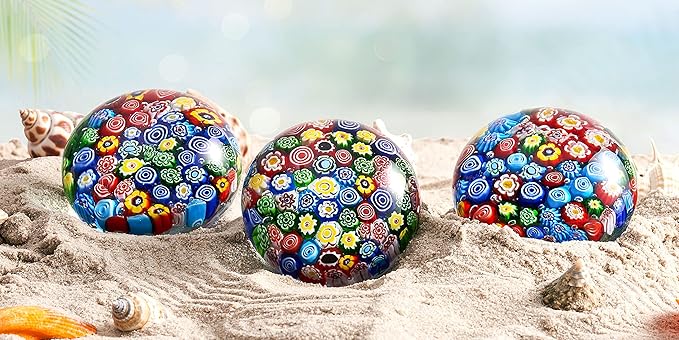 EUSTUMA Hand Blown Glass Flower Figurine,Glass Paperweight for Birthday Gift