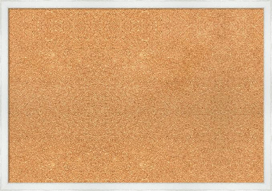 Amanti Art Natural Cork Board for Wall, 19x27 Vision Board with White Frame, Medium Corkboard Office Decor for Home Organization, Country Rustic Corkboard Pinboard to Display Items for Home