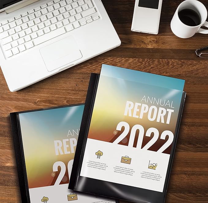 Better Office Products 24 Pocket Bound Presentation Book, Black, Clear View Front Cover, 48 Sheet Protector Pages, 8.5" x 11" Sheets, Art Portfolio, Durable Poly Covers, Letter Size (4 Pack)