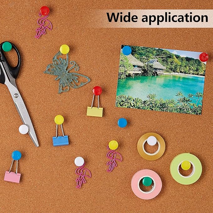 Outus 100 Pcs Giant Push Pins Large Thumb Tacks Plastic Heads 1 Inch Jumbo Push Pins for Cork Board Map Posters Office School(Red, Yellow, Blue, Green, White)