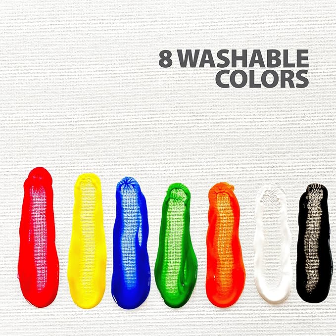 milo Kid's Washable Finger Paint Set of 8 Colors | 16 oz Bottles | Safe and Non-Toxic | Made in the USA | Art & Craft Paints for Kids, Toddlers, Pre School Supplies Painting Set for Children | Easy