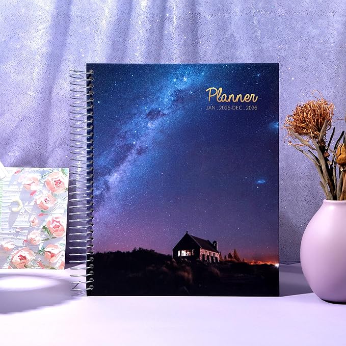 CAGIE 2026 planner Weekly and Monthly Jan 2026-Dec 2026 Hardcover Hourly Daily Planners for Women 26 Calendar Planner with Stickers Spiral Bound Yearly Agenda, 8.5 x 11, Blue