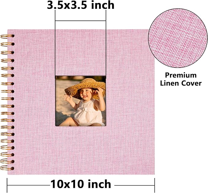 Vienrose Scrapbook 10x10 Inch Hardcover Kraft White Pages DIY Scrapbook Photo Album Linen Cover Scrap Book Photo Albums Scrapbooking Supplies Kit for Couple Family Wedding Travel