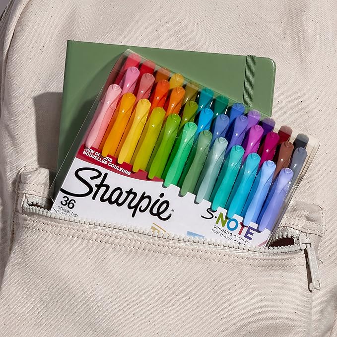 Sharpie S-Note Creative Markers, Pastel Highlighters, Art Marker Set, Assorted Colors, Chisel Tip, 36 Count - Back to School, Colorful Teacher Essentials, Bullet Journaling, Fun Office Supplies