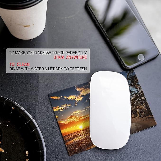 Adhesive Mouse Pad - Peel and Sticks to Any Surface - Travel Mouse Pad, Sticky for Any Surface - Excellent Tracking - Beach Soft Sand