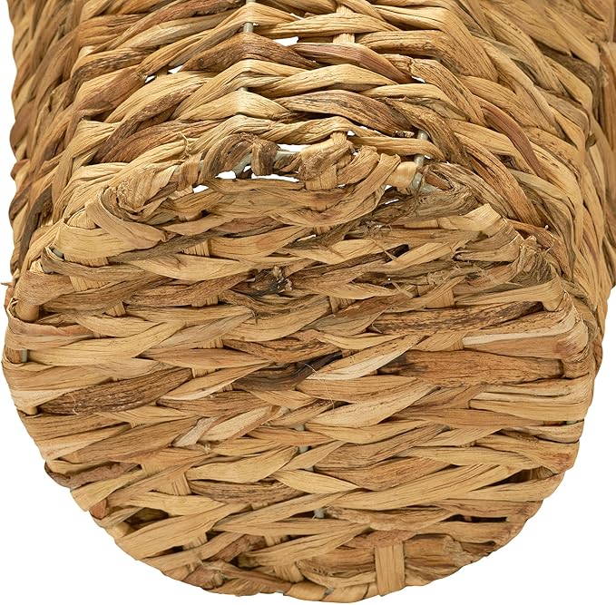 Household Essentials Wicker Waste Basket, Woven Leaf Basket with Wire Frame, Trash Bin or Storage Basket for Bedroom, Bathroom, Office and More