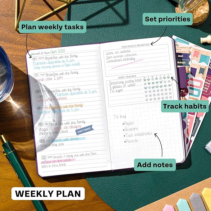 Legend Planner Pocket – Small Undated Monthly & Weekly Goal Journal and Calendar for Productivity, Mini Life Organizer Planner Perfect for Purse, Size: 3.5" x 6.2" Hardcover – Dark Purple