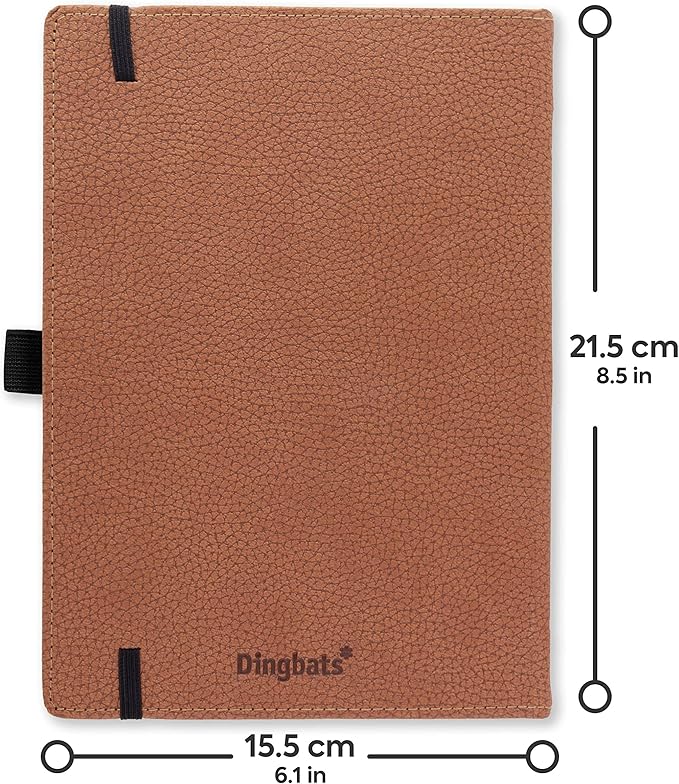 Dingbats* Wildlife Plain Journal Notebook A5 - Vegan Leather Hard Cover, Ideal for Work, Travel - Pocket, Elastic Closure, Bookmark