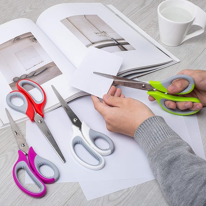 Mr. Pen Multipurpose Scissors - 8 inch, Pack of 4, Sharp Adult Office Scissors for Paper and Fabric