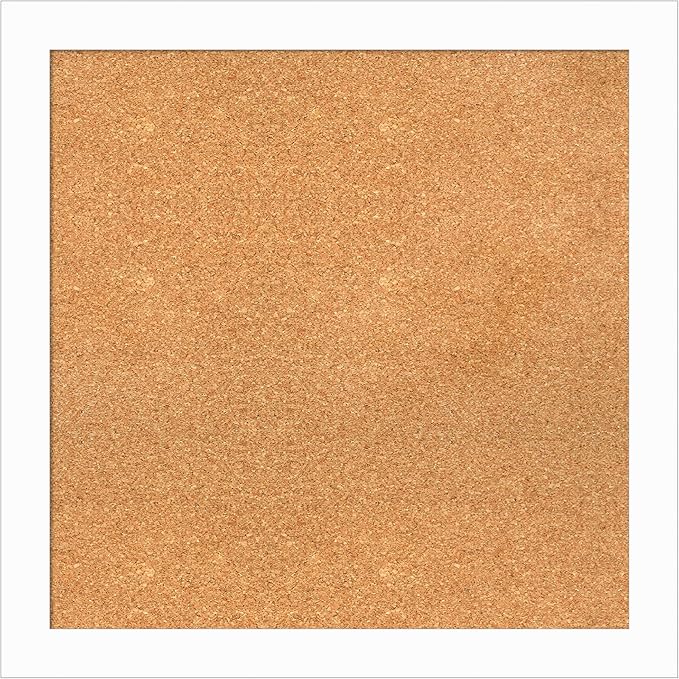Amanti Art Natural Cork Board for Wall, 27x27 Vision Board with White Frame, Medium Corkboard Office Decor for Home Organization, Casual Corkboard Pinboard to Display Items for Home Organization in