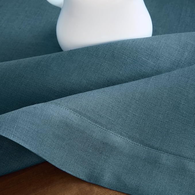Solino Home Linen Table Runner 90 Inches Long - 100% Pure Linen Peacock Blue Table Runner 14 x 90 Inch - Fete