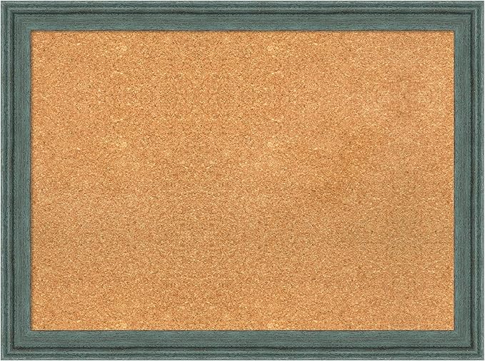Amanti Art Natural Cork Board for Wall, 23x31 Vision Board with Blue Wood Frame, Medium Corkboard Office Decor for Home Organization, Rustic Farmhouse Corkboard Pinboard to display items for home