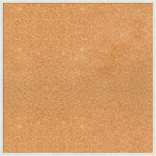 Amanti Art Natural Cork Board for Wall, 23x23 Vision Board with White Frame, Medium Corkboard Office Decor for Home Organization, Modern Corkboard Pinboard to Display Items for Home Organization in