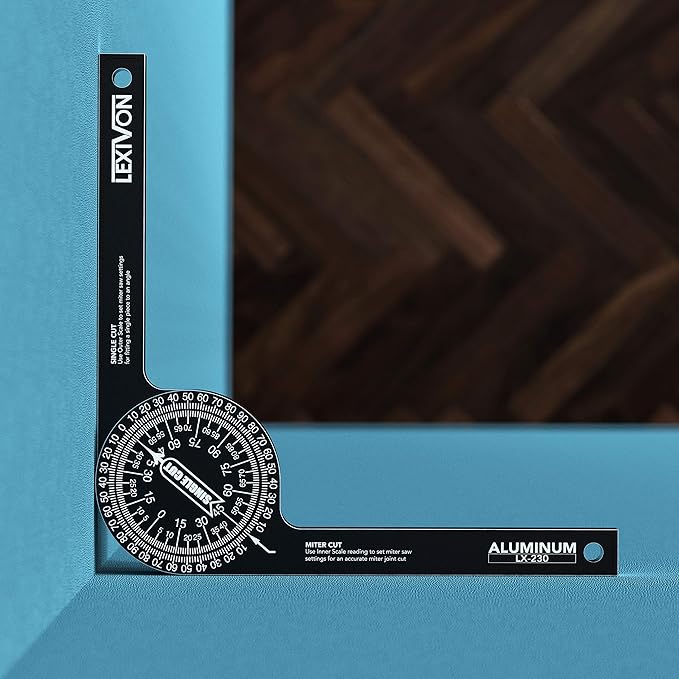 LEXIVON [2-pack] Aluminum Miter Saw Protractor | 7-Inch Rust Proof Angle Finder Featuring Precision Laser Engraved Scales (LX-230X2)