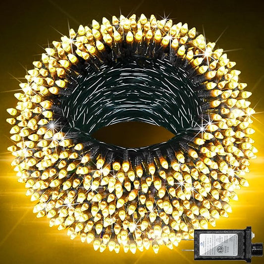 1500 LED Christmas Lights Outdoor with 12 Modes, 470FT Green Wire Christmas String Fairy Lights with Timer & Dimmable, Waterproof Twinkle Tree Lights for House Party Wedding Xmas Decor, Warm White