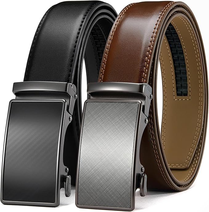 CHAOREN Leather Ratchet Belt Men 2 Pack - Customizable Fit, Effortless Style (35mm)